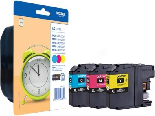 Actual product image Brother LC125XLRBWBPDR Ink Cartridge MultiPack CMY 1,200 pages ISO/IEC 24711
