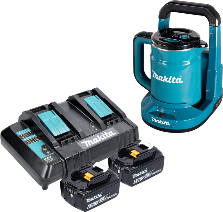 Actual product image Makita DKT 360 CT2 cordless kettle 36 V ( 2x 18 V ) 0.8 L + 2x rechargeable battery 5.0 Ah + double charger (0.80 l)