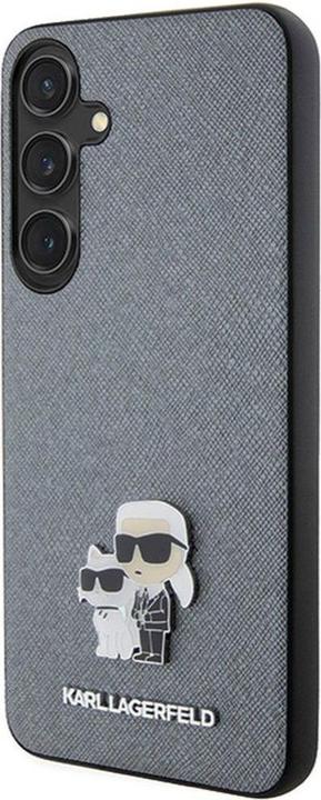Actual product image Karl Lagerfeld KLHCMPSAKCMPG + S926 hardcase szary/grey Saffiano Karl & Choupette Metal Pin (Samsung Galaxy S24+)