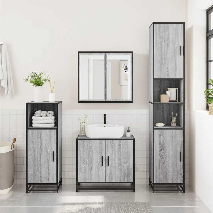 Produktbild VidaXL Badschrank Grau Sonoma 35x37,5x100 cm Holzwerkstoff