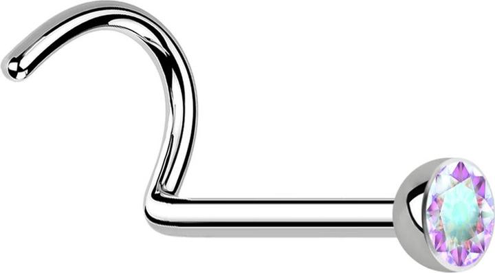 Produktbild Star Piercing Nasenstecker gebogen silber mit Kristall multicolor (Chirurgenstahl 316L, ohne Messing)