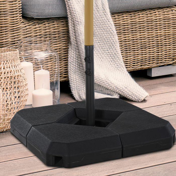 Produktbild Swisshandel24 Sonnenschirmständer mit Wasser oder Sand befüllbar bis 60 kg 4-tlg. Schirmgewicht HDPE Schwarz