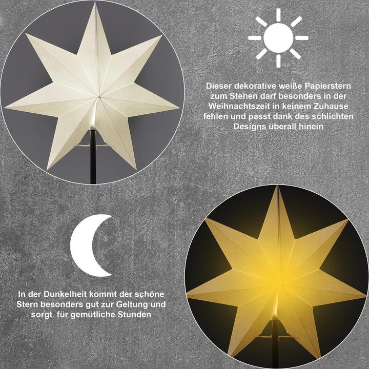Produktbild Star Trading Papierstern on base FROZEN weiss 34x55cm 1 LED E14