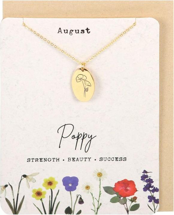 Produktbild Something Different Blumen Halskette und Karte August Poppy Birth Karton Papier Metall (100% synthetisches Material)