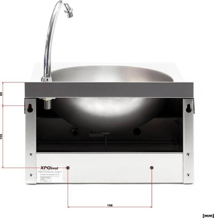 Produktbild XPOtool Gastro Waschbecken Edelstahl rund Kniebedienung Handwaschbecken Spüle (400 mm, 400 mm)