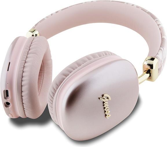 Produktbild Guess słuchawki nauszne Bluetooth GUBHK1GCTCSP różowy/pink Gcube Metallic Script Logo