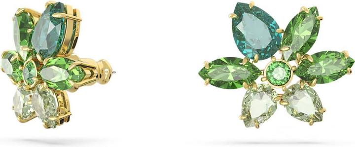 Actual product image Swarovski Gema Stud Earrings Various Cuts Flower Green Gold (Swarovski Metal)
