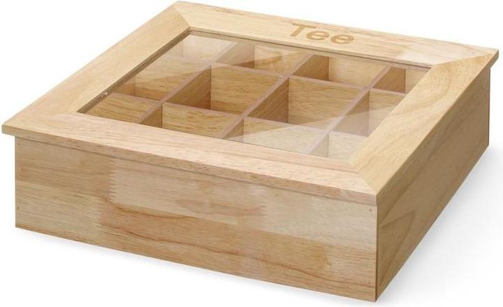 Actual product image Hendi Tea box 12 compartments wooden box with window