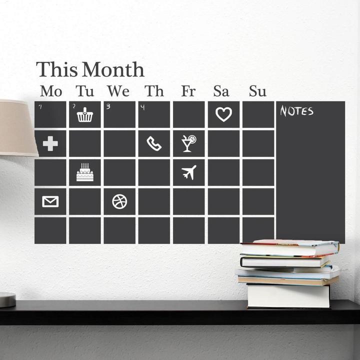 Immagine prodotto Walplus Calendario a lavagna nero (120 x 90 cm)