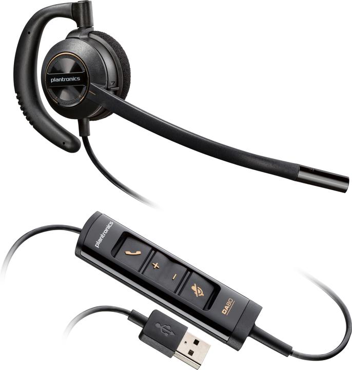 Actual product image Poly HP Micro-casque EncorePro 545 USB-A convertible, Avec fil, Appels/Musique, 55 g, Casque, Noir (Cable, USB-A)