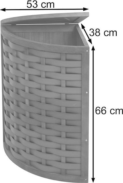 Produktbild Swisshandel24 Eck-Wäschekorb HWC-H87, Wäschebox Wäschesammler Wäschebehälter Wäschesortierer, Holz 70L 66x53x38cm (70 l)