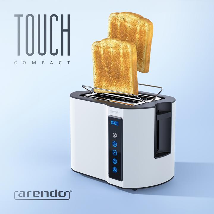 Image du produit Arendo Grille-pain en acier inoxydable 2 tranches à fentes courtes, écran tactile, support à petits pains