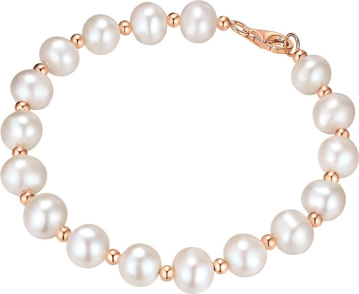 Valero Pearls Damen Sterling Silber Süsswasser-Zuchtperle roségold 19,0 cm - 33966 (19 cm, Sterling Silber)