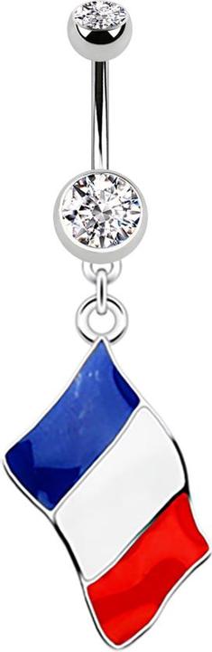 Image du produit Star Piercing Banane silber mit Anhänger Flagge Frankreich (Acier chirurgical 316L)