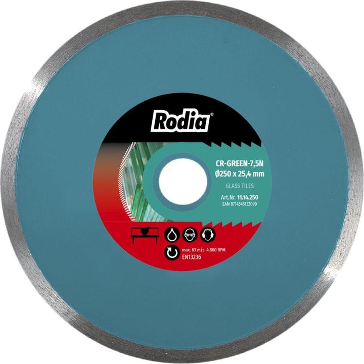 Produktbild Rodia 11.14.200 CR-GREEN-7,5N Diamanttrennscheibe 200 x 25,4 mm Glas
