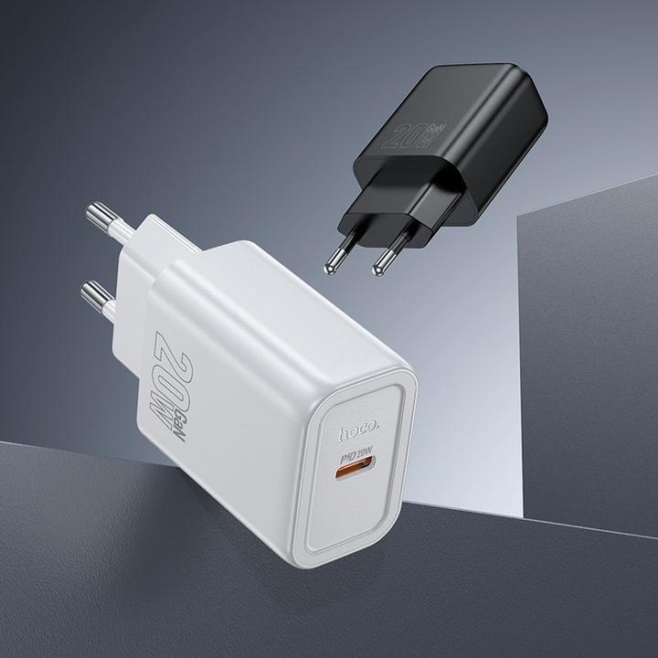 Actual product image Hoco Adapter N60 Gentle single port PD20W charger(EU) Black (20 W)