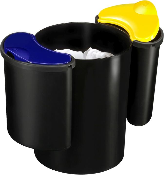 Cep CONFORT wastepaper bin with wet inserts, black/yellow/blue (25 l)