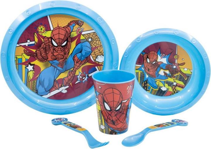 Actual product image Tinisu Spiderman plastic crockery set 5-piece plastic set for children
