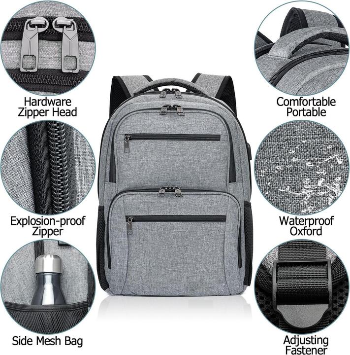 Image du produit Only-Bags.Store Sac à dos, sac à dos scolaire étanche travail ordinateur portable avec port de charge USB, sac à (32 l)