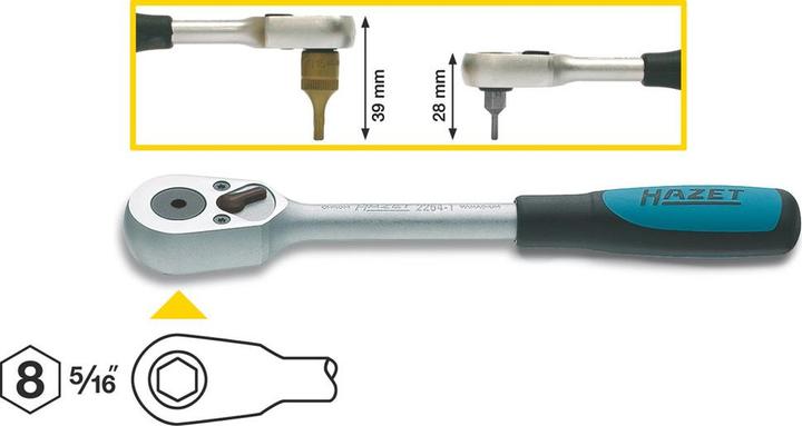 Actual product image HAZET Reversible ratchet for bits 2264-1 ∙ Hexagon, hollow 8 mm (5/16 inch) (5/16")