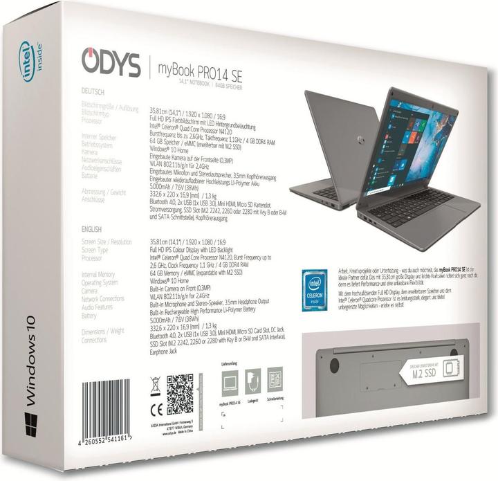 Image du produit Odys Mybook 14 Pro SE (14.10", Intel Celeron N4120, 4 Go, DE)