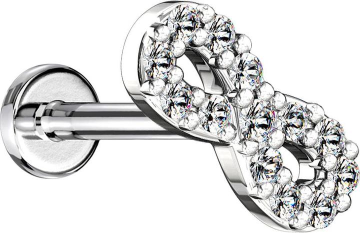 Image du produit Star Piercing Micro Labret femelle argent Infinity avec cristaux (Laiton, Acier chirurgical 316L)