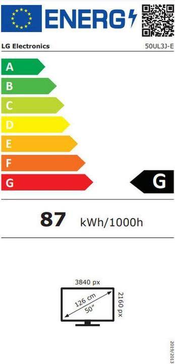 Label énergétique LG 50UL3J-E (3840 x 2160 pixels, 50")