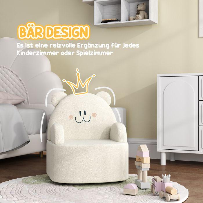 Produktbild Swisshandel24 Kindersessel, Kindersofa, Teddyfleece, Bärenform, 1,5-3 Jahre, Beige (Kindersessel)