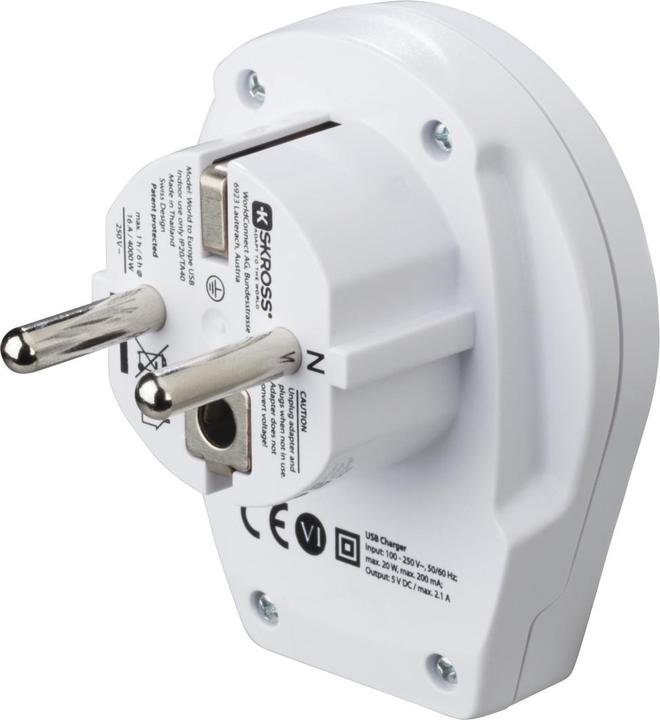 Produktbild Hama Reiseadapter World to Europe USB für 2- und 3-polige Geräte, 1x USB