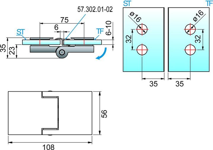 Actual product image Pauli+Sohn Shower door hinges FLINTER 8162