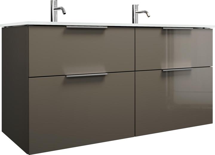 burgbad Eqio glass double wash basin including vanity unit, width 1220 mm