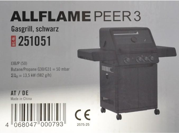 Produktbild Rösle Gasgrill Allflame Peer 3, 50 mbar (13.50 kW)