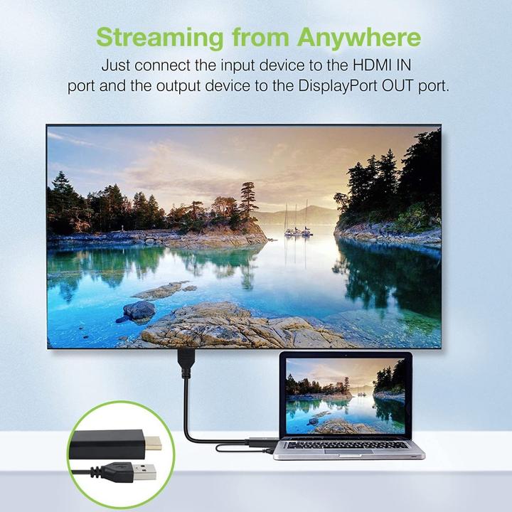 Actual product image Techly Adapter HDMI M to DisplayPort F + USB-A M 4Kx2K 30Hz (HDMI, 1.10 cm)