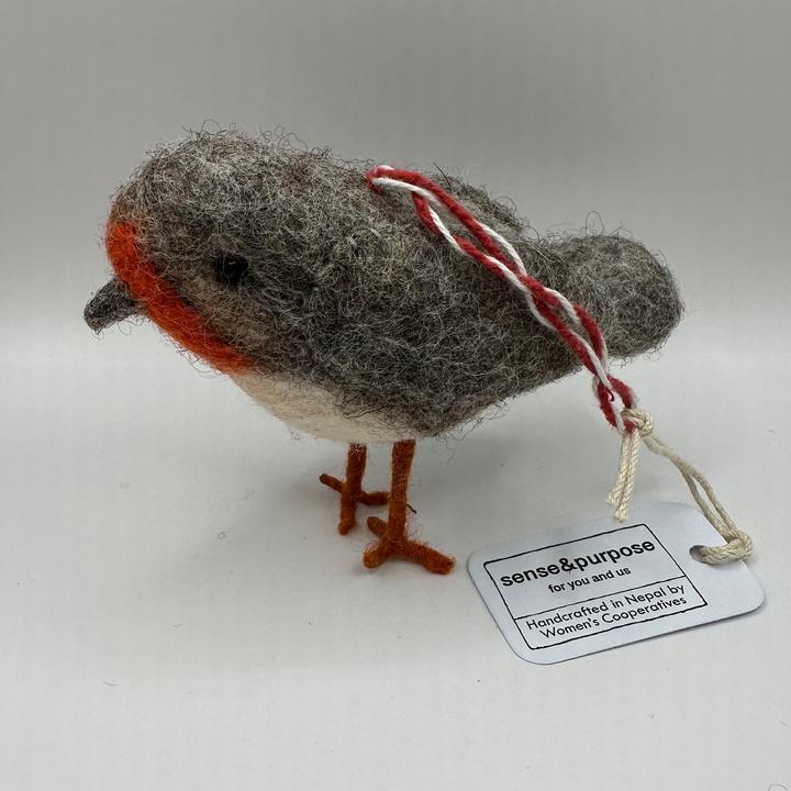 Actual product image sense&purpose Felt animal bird grey red (11 x 8 cm)