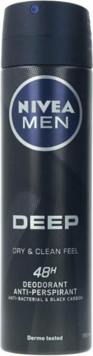 NIVEA Men Deep Deodorant Spray Dry & Clean Feel 150 ml (Spray, 150 ml)