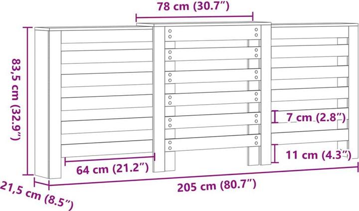 Image du produit VidaXL Habillage de radiateur 205 x 21,5 x 83,5 cm