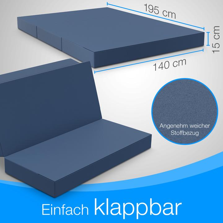 Produktbild Bestschlaf Klappmatratze, 3-teilige Faltmatratze, Reisebett, Gästematratze (140 x 195 cm, Schaumstoffkern)