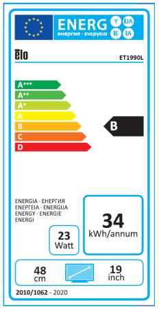 Etichetta energetica ēlo Et1990l Monitor A Telaio Aperto (1280 x 1024 pixel, 19")
