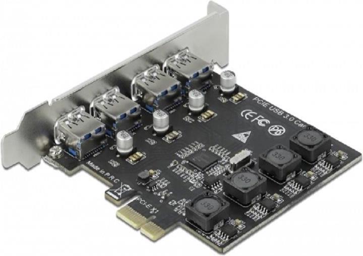 Actual product image Delock PCI Express x1 card to 4 x external USB Type-A socket SuperSpeed USB (USB 3.2 Gen 1)