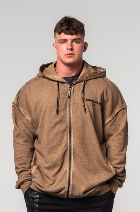 Immagine prodotto Nebbia Washed-off Hoodie mit Reissverschluss Gym Bro 362 - light brown (XL)