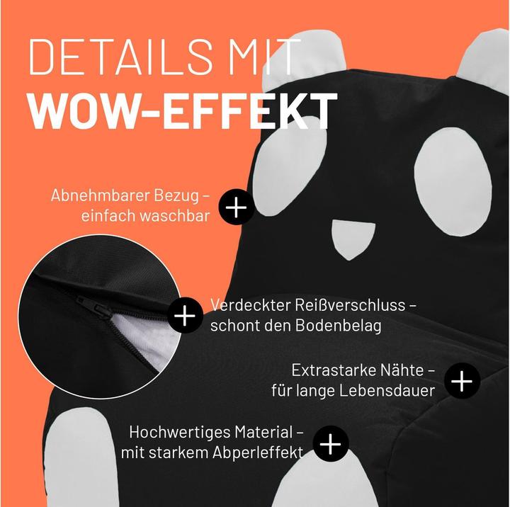Produktbild Lumaland Sitzsack Panda 180 L, 75 x 65 cm