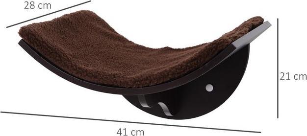 Produktbild Swisshandel24 Katzen Katzenbett Katzenregal Katzenliege Wandliege Wandmontage Plüschauflage MDF Braun 41 x 28 x 21 (Katze)