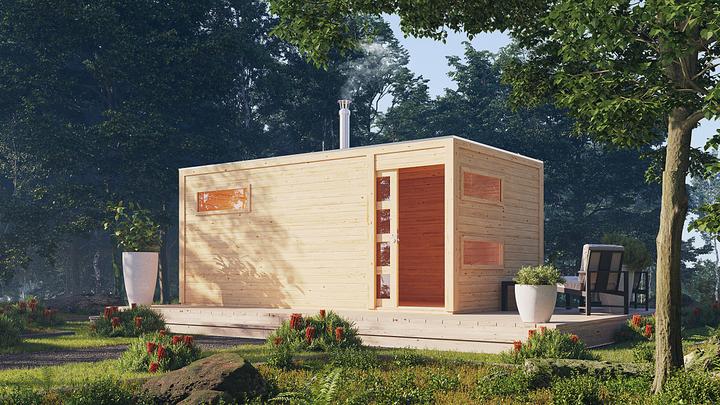 Actual product image Karibu 38 mm sauna house Hygge