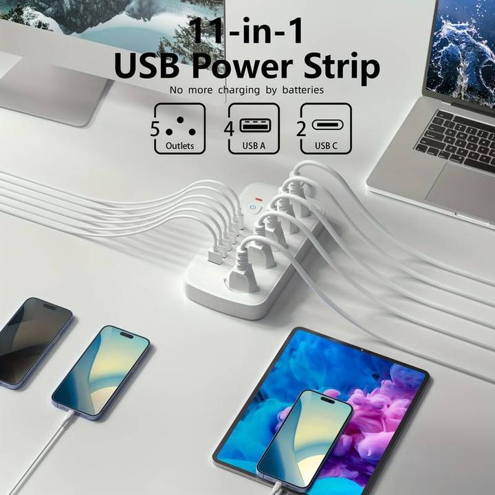Immagine prodotto PhoneLook 11-in-1-Steckdosenleiste (5 x, USB-A, USB-C)
