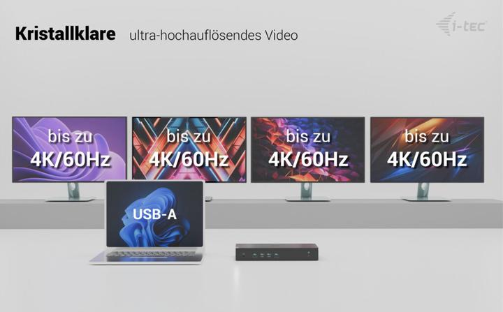 Actual product image i-tec Universal 5x 4K Display DS 5x 4K 2x DP 3x HDMI 1x 2.5GLAN 2x USB-C Gen.2 3x USB 3.2 Gen.2 1x A (USB-C, 10 Ports)