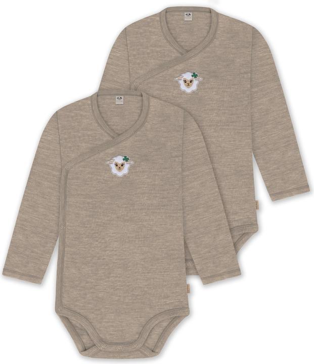 Normani 2er Pack Baby-Body Basic Merino Wickelbody Langarm mit Knopf - 9347