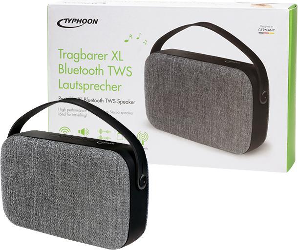 Actual product image LogiLink Typhoon Speaker, portable, Xlarge, BT 4.2, fabric covering, blacksilver (4 h, Battery operated)