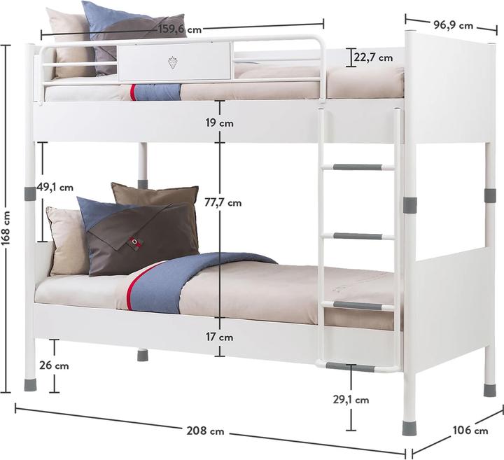 Immagine prodotto Cilek Letto a castello bianco 90x200cm (90 x 200 cm)