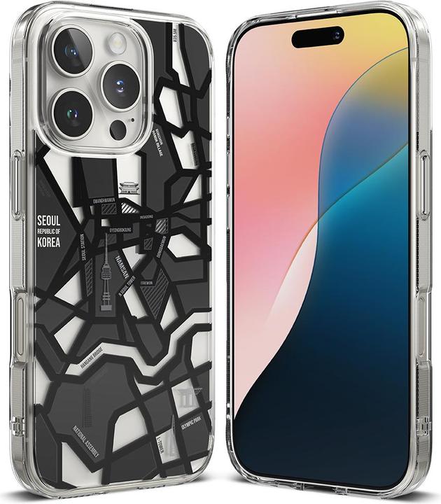 Actual product image Ringke Case for iPhone 16 Pro FUSION DESIGN SEOUL MAP BLACK (Apple iPhone 16 Pro)