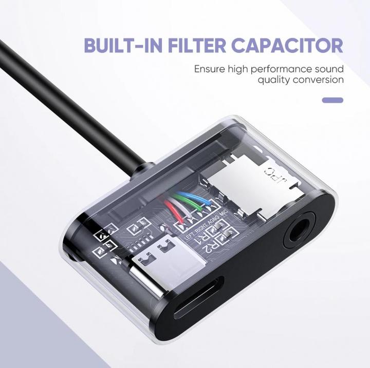 Image du produit Ugreen Adaptateur USB-C vers audio 3.5mm + USB-C femelle (USB Type C, Prise de 3,5 mm, USB Type C)